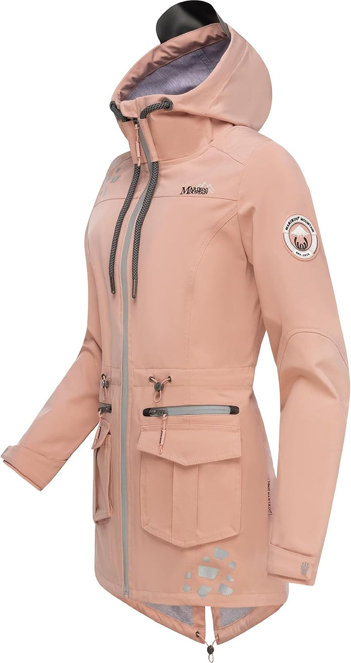 MARIKOO Damen wasserdichter Softshellmantel Softshelljacke Outdoorjacke Übergangsjacke Parka Kapuze