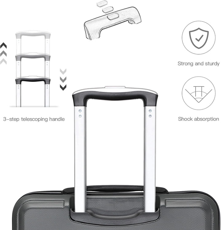 KONO Koffer Trolley Hartschale Handgepäck Zwillingsrollen Leichtgewicht ABS Kabinentrolley Reisekoff