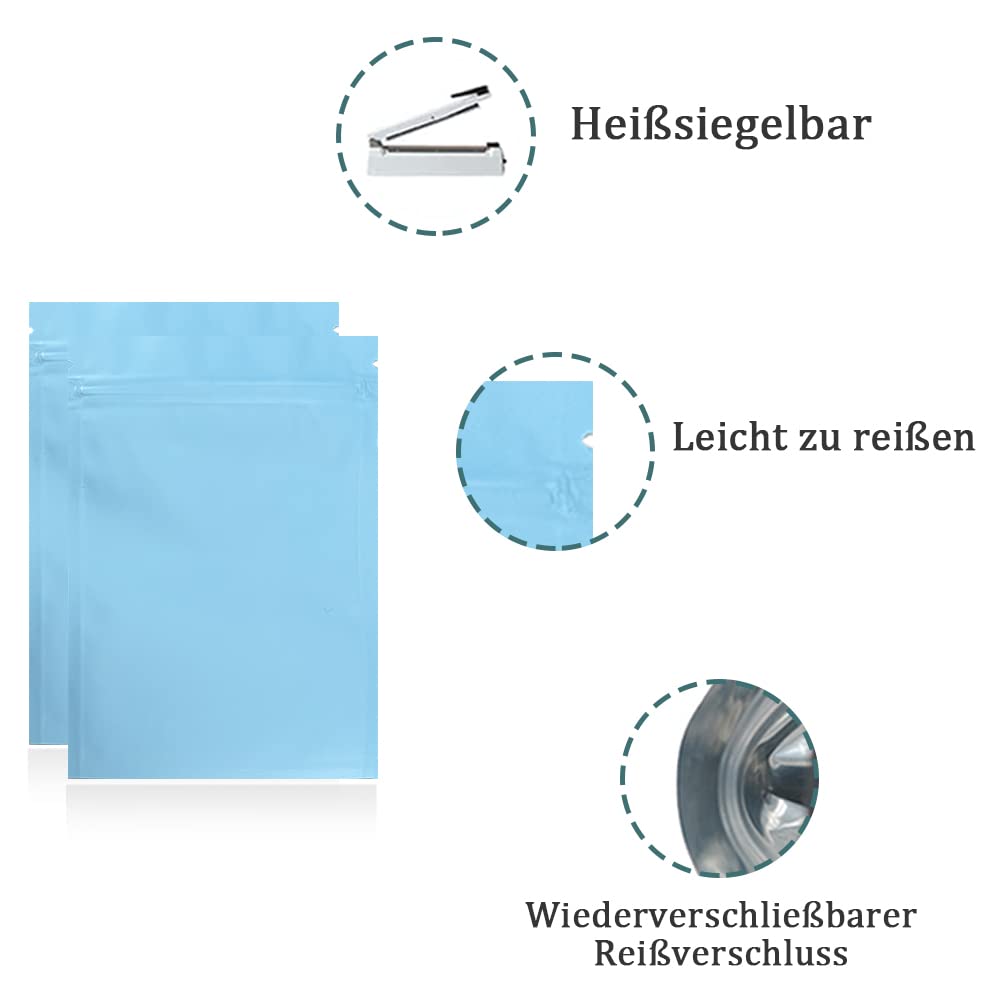 100 Stücke Matte Aluminiumfolie Verpackung Tasche Reissverschluss Selbstdicht Flachbeutel Lebensmitt