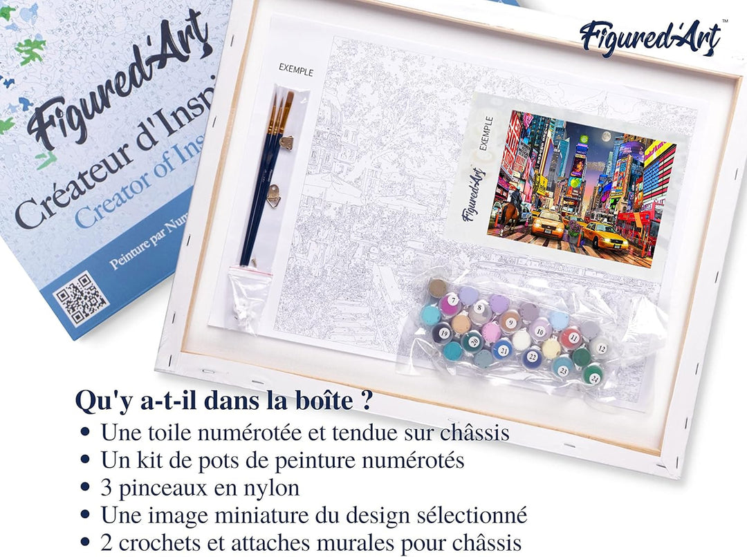Figured'Art Malen Nach Zahlen Erwachsene Mit Rahmen Timesquare - Paint by Numbers Basteln DIY Bastel