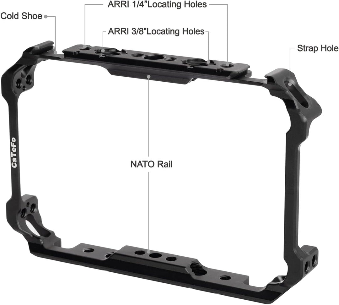 CaTeFo Ninja V Käfig für Atomos Ninja V/Ninja V Plus/Shinobi/ZATO Connect Monitore, Käfig mit integr