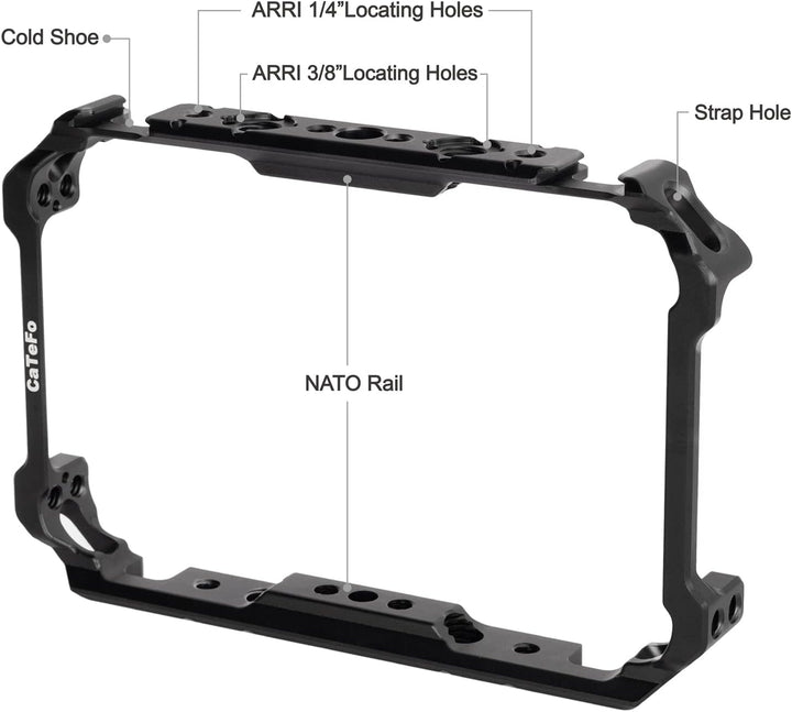 CaTeFo Ninja V Käfig für Atomos Ninja V/Ninja V Plus/Shinobi/ZATO Connect Monitore, Käfig mit integr