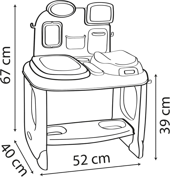 Smoby – Baby Care Center - für Puppen bis 38 cm – mit mechanischer Waage, Untersuchungstisch und All