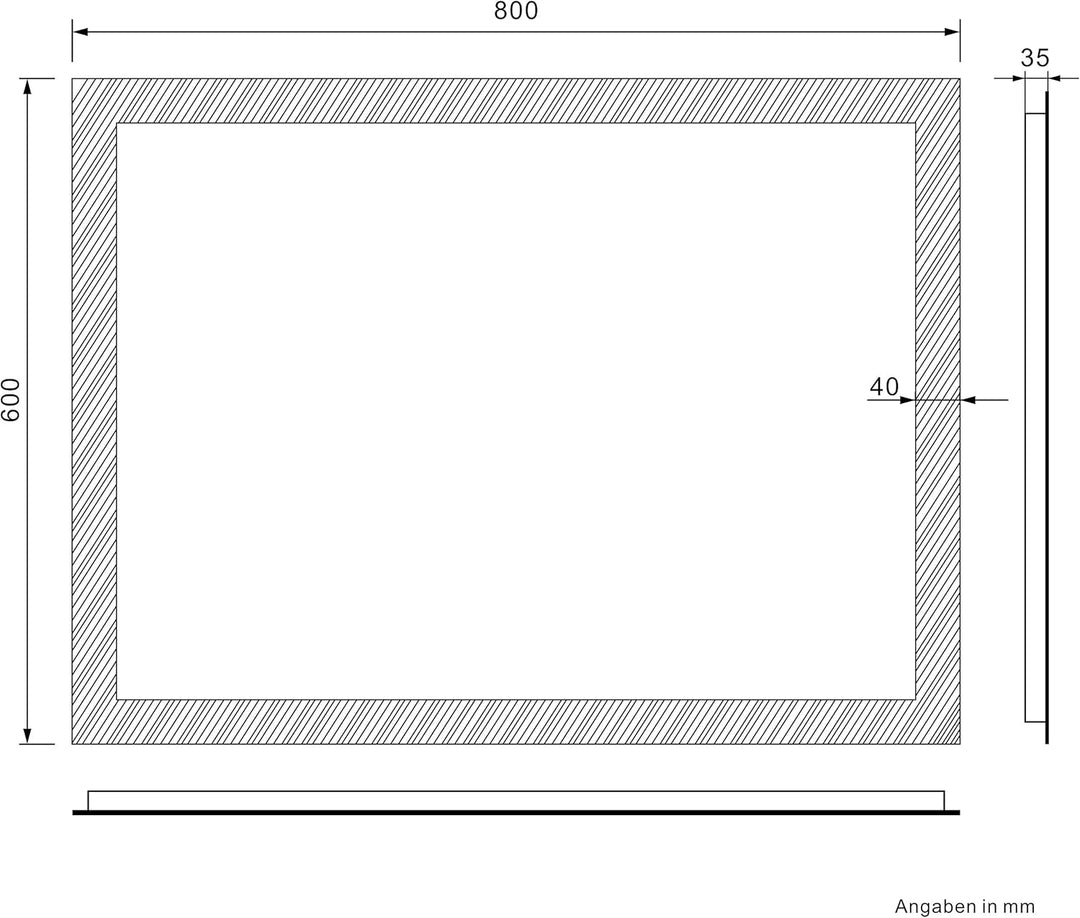 SONNI Badspiegel mit LED-Beleuchtung 80×60 cm Warmweiss Wandschalter Badezimmerspiegel Wandspiegel I