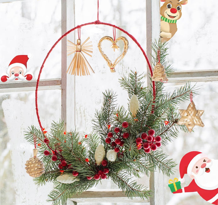 46 x Weihnachten Natur Strohsterne Set,Christbaumschmuck Stroh mit Natürlichen Akzenten,Handgemacht