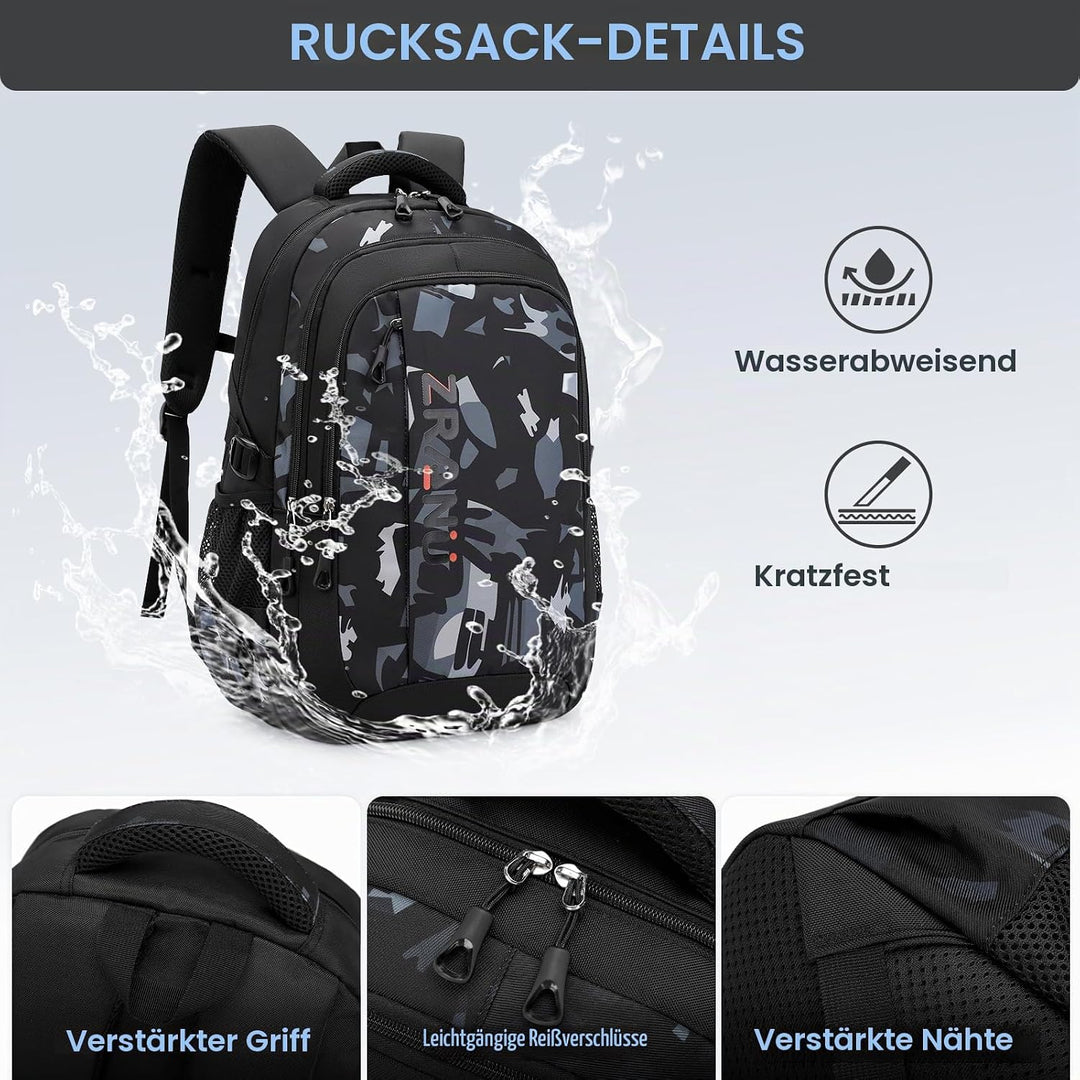 Amythe Rucksack Teenager Schulrucksack - Lässiger Daypack Herren, Schultasche für Jungen der 4.- 9.