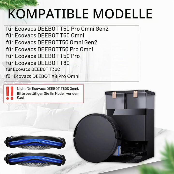 2 Stück Hauptbürste für Ecovacs DeebotT50 Pro Omni Gen2, T50 Omni, T50 Omni Gen2, T50 Pro Omni, T50