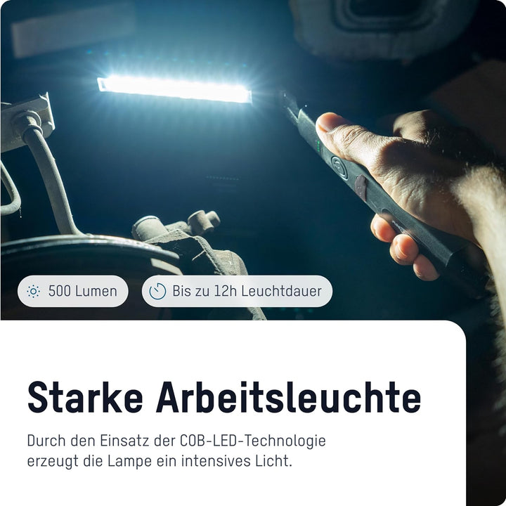 ANSMANN LED Inspektionsleuchte mit 500 Lumen - Arbeitsleuchte kabellos, flexibel & magnetisch - 5W F
