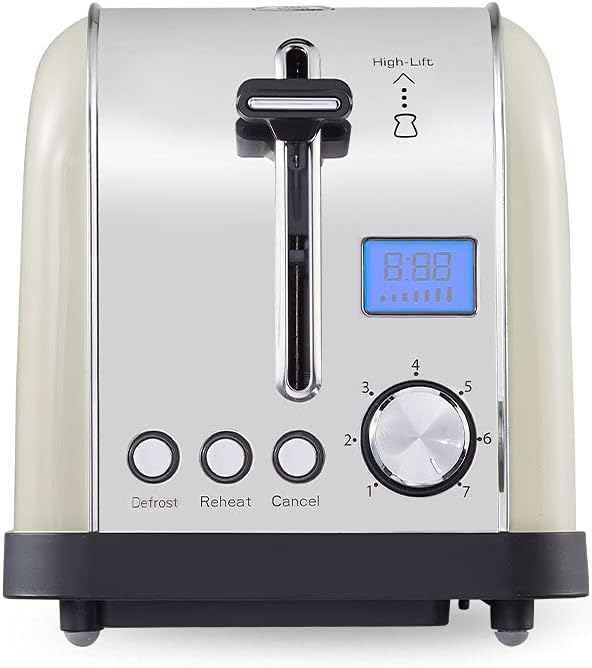 PRIXTON Bianca PRO Toaster | 2 grosse Fächer für 4 Scheiben, 7 Röststufen, Leistung 1500W, Edelstahl