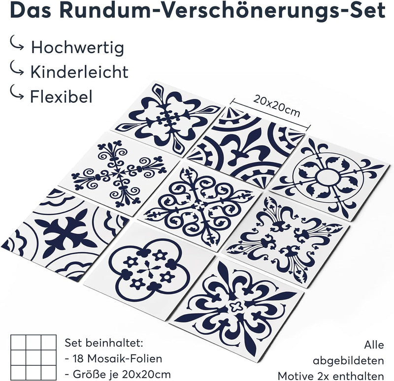 CREATISTO Klebefliesen Stickerfliesen Fliesenfolie - Stylische Sticker Aufkleber für Fliesen I Klebe