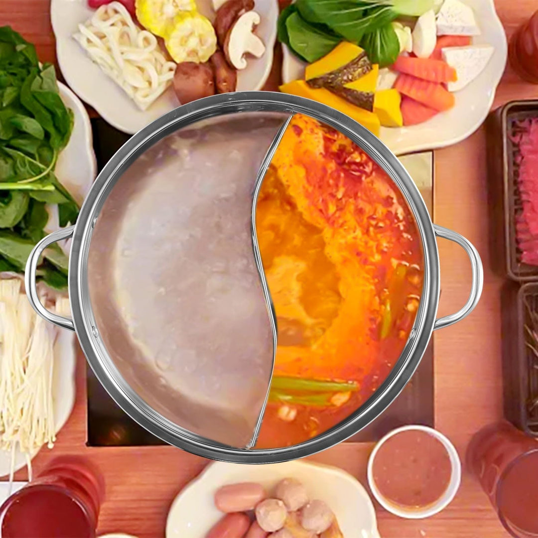 Doppeltopf Edelstahl Hotpot zum Kochen geeignet für Induktionsherde und Gasherde ideal für Partys (B