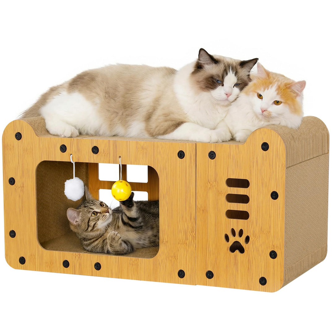Gimars XXL 59.5cm Kratzbrett Katzenhaus aus Pappe für Katzen, für Wohnungskatzen zum Kratzen und als