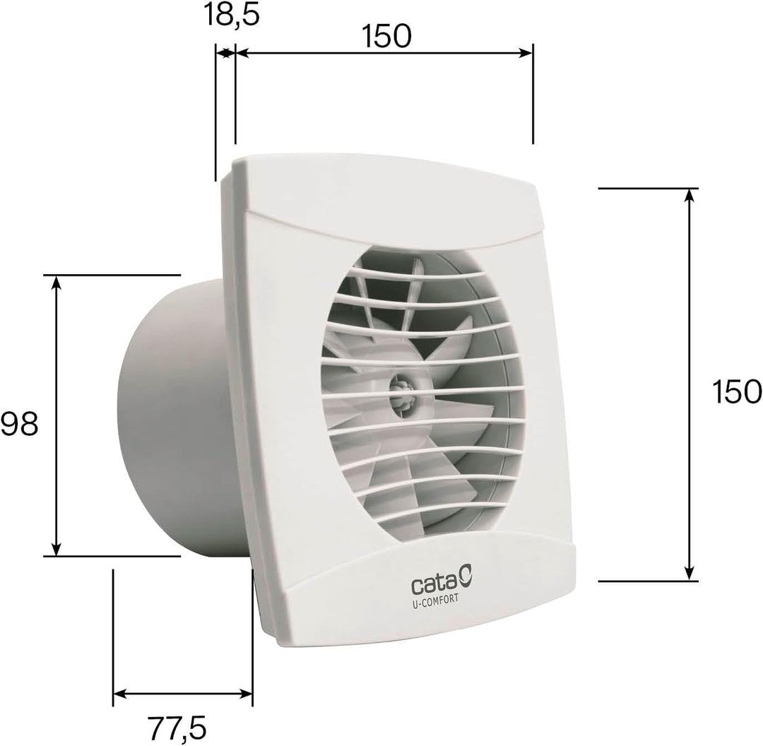 Cata UC-10 Standard Turbine Ø 100 WC Bad-Lüfter 110 m³/h 26 dB (A) Decken Wandmontage (weiss)