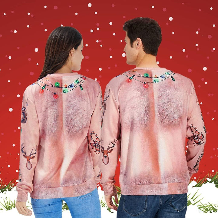 NEWISTAR Unisex Weihnachtspullover Jungen Strickpullover 3D Druck Pullover Weihnachten Jumper Ugly C