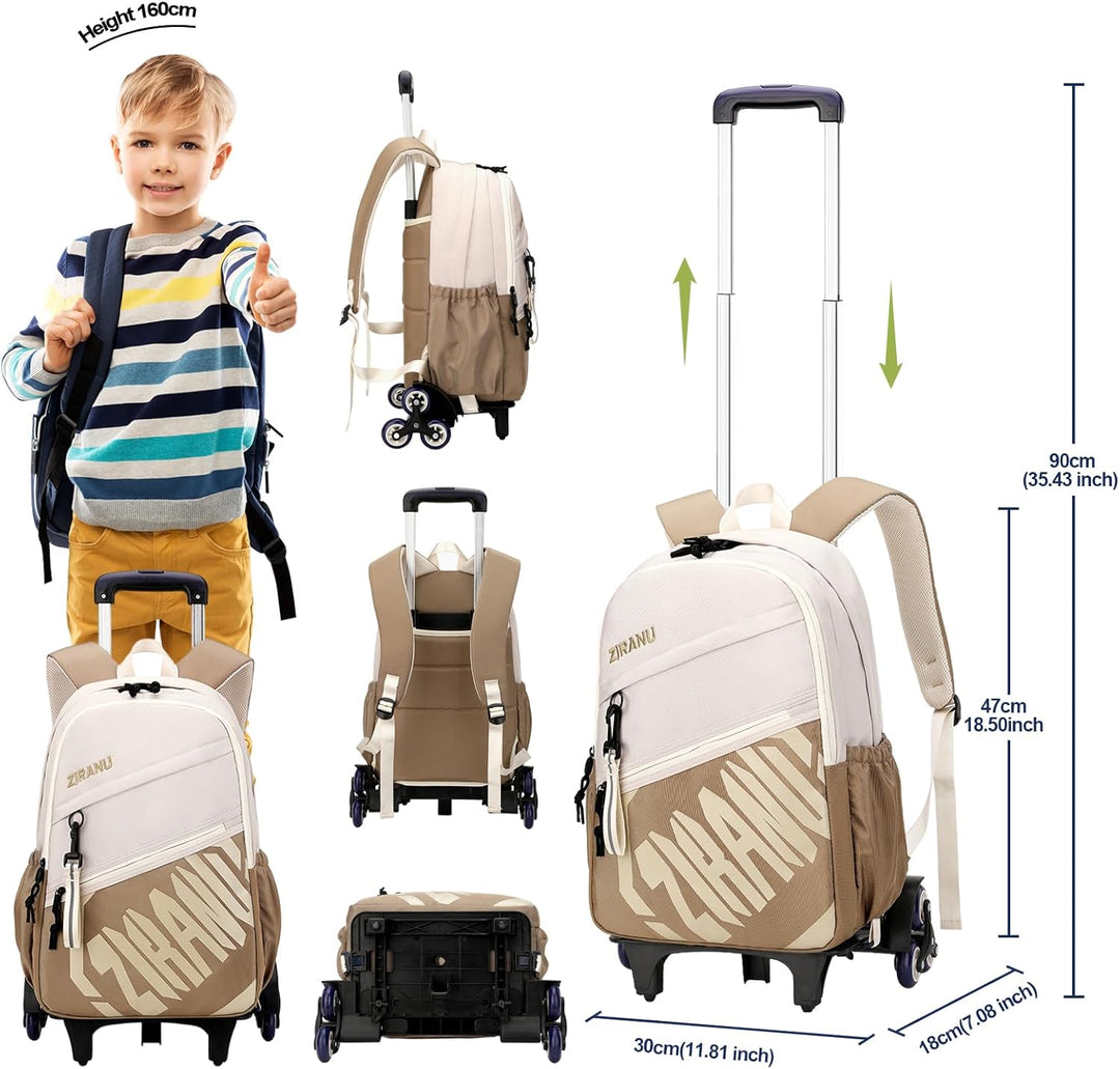 Schulrucksack Teenager Rucksack mit Rollen Kinder Schultasche Trolley Schulranzen mit Rollen Jungen