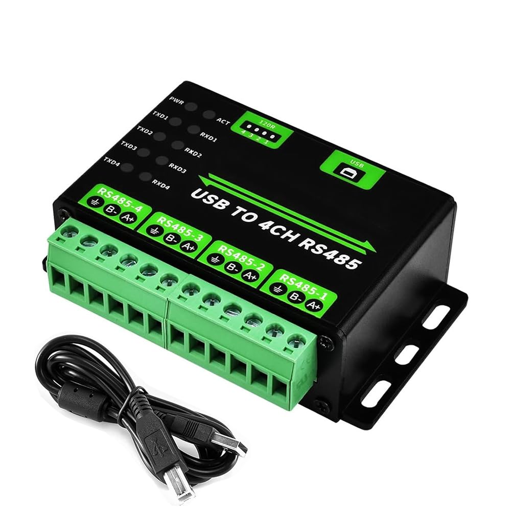 Industrietauglicher USB-zu-4-Kanal-RS485-Konverter, Schutzschaltung unterstützt Wandmontage/Führungs