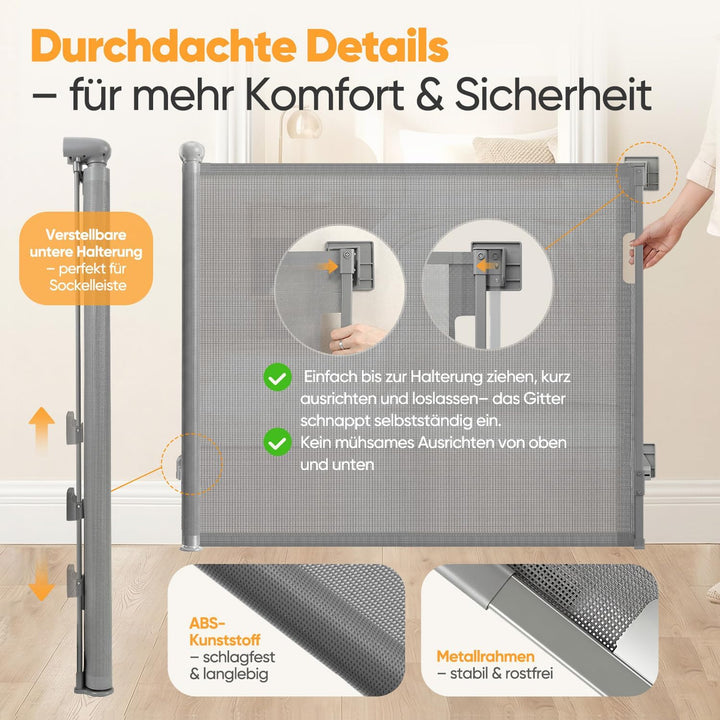 Sekey Treppenschutzgitter Ausziehbar 0-150 cm, Höhe 97 cm, Feste Schraubmontage Türschutzgitter, Kin
