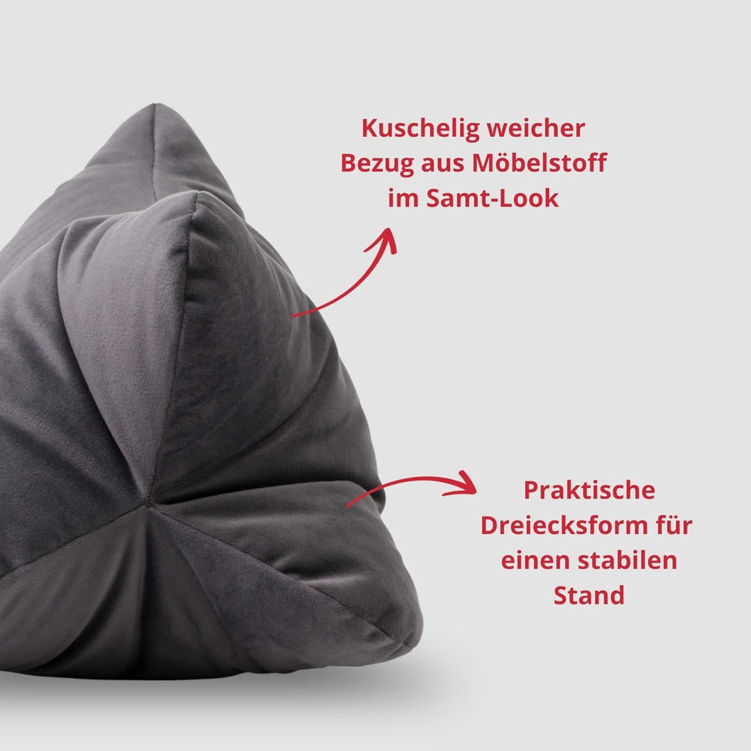 liebling Samt Lesekissen für Bett und Sofa, Bücherkissen, Lesehilfe, 40x25 cm, Leseknochen, Serie Ne