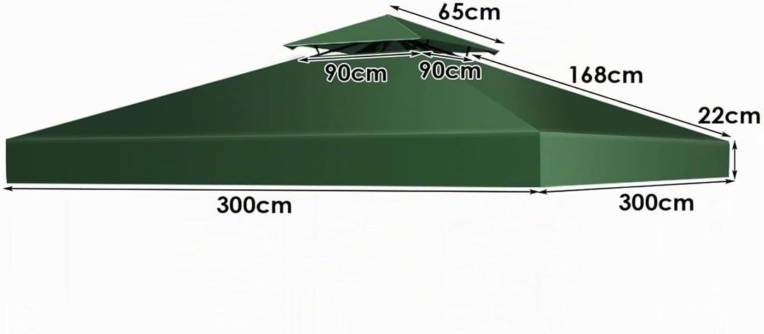 KOMFOTTEU 3 x 3 M Pavilliondach, Ersatzdach für Pavillion, Dachplane für Garten Balkon Strand, wasse