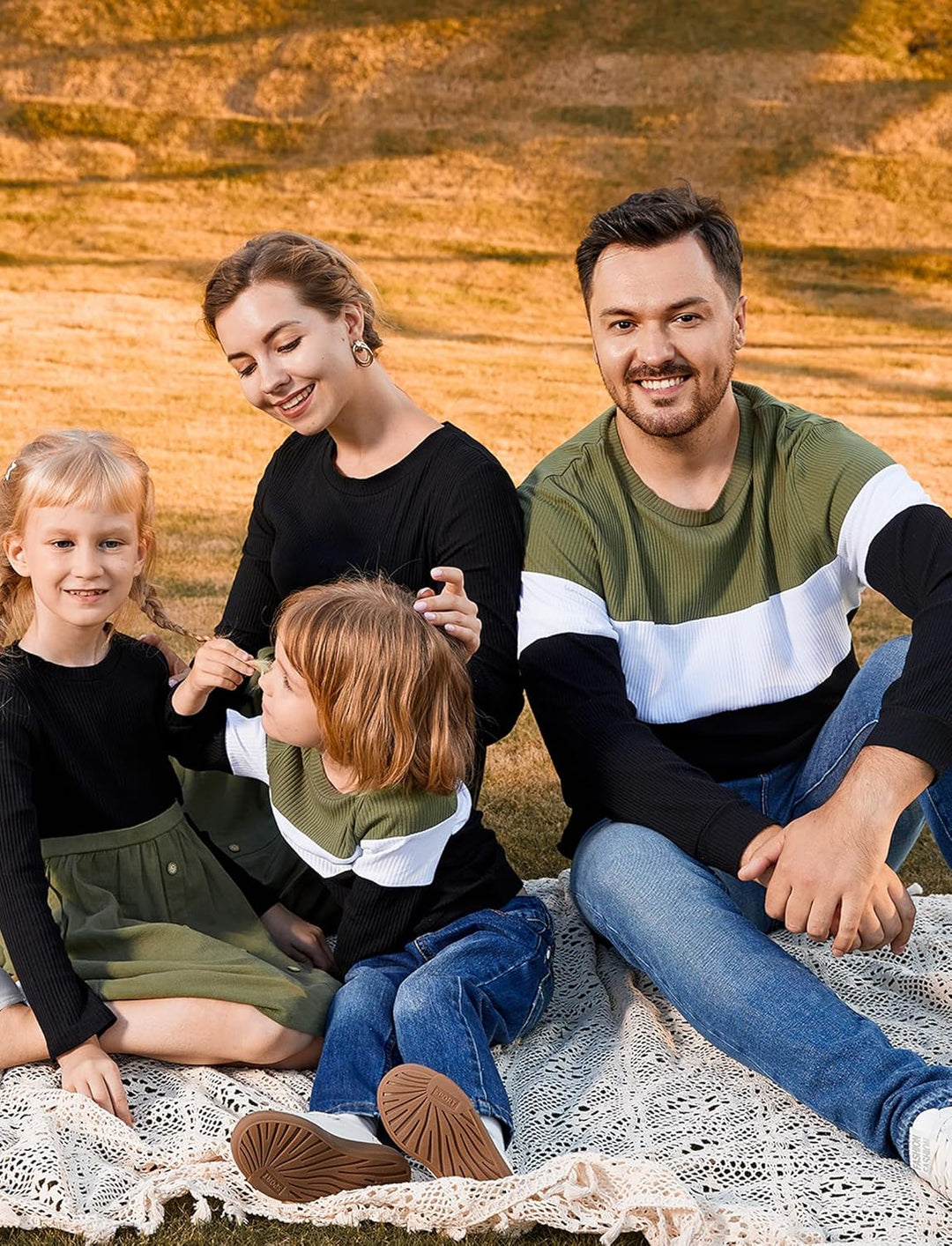 PATPAT Familien Outfit Set - Partnerlook Mutter Tochter Kleidung, Langarm T-Shirt & Mutter Kind Klei