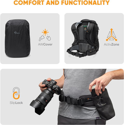 Lowepro ProTactic BP 350 AW III Kamerarucksack, 4 Zugriffspunkte, professionelle Kameratasche, DSLR/