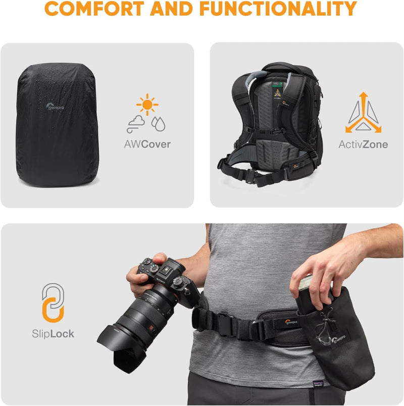 Lowepro ProTactic BP 350 AW III Kamerarucksack, 4 Zugriffspunkte, professionelle Kameratasche, DSLR/