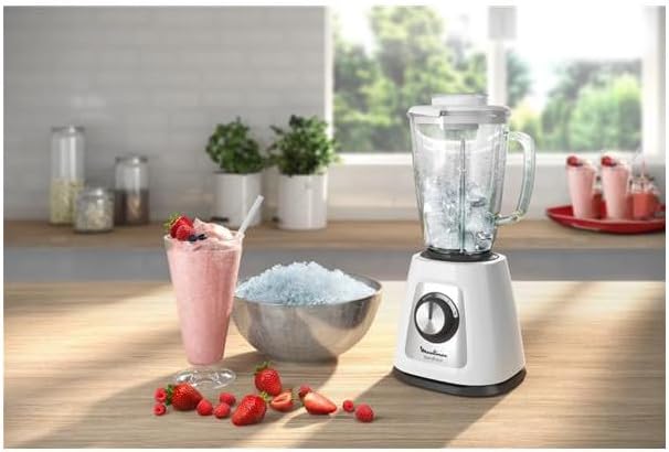 Moulinex Blendforce Cristal LM430110 Standmixer mit Glasaufsatz, 800 W, 4 Klingen mit Eiszerkleinerf