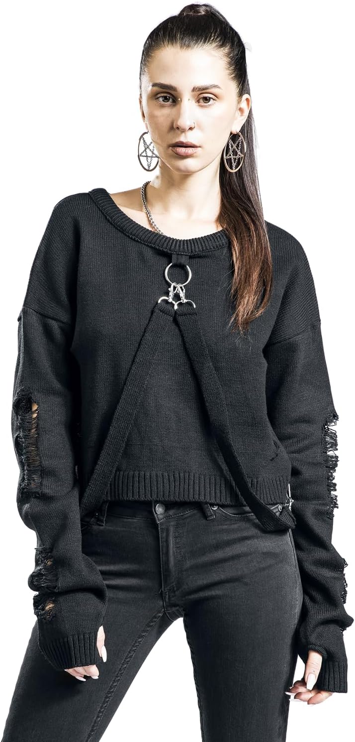 Heartless Akela Top Frauen Strickpullover schwarz Everyday Goth, Nu Goth, Pastel Goth, Rockwear S Sc