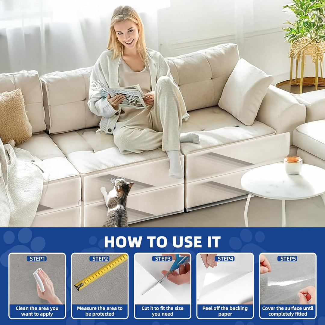 Kratzschutz Sofa Katze Transparent 5m x 42cm: TOOSOFt Katzen Kratzschutz Selbstklebend Tape Extra La