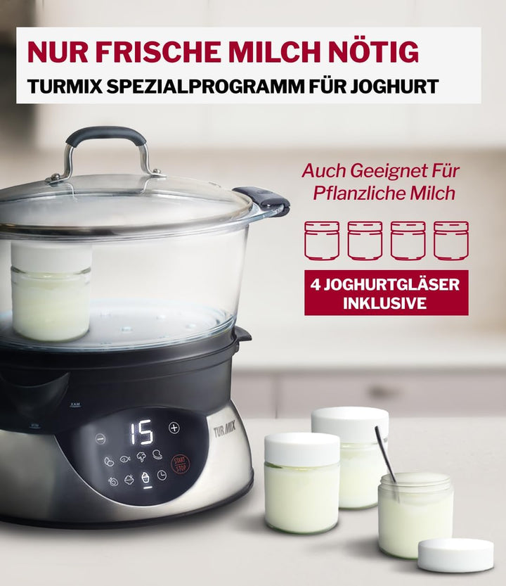 Turmix Steamer CX 220 – Dampfgarer topf 5,2 L mit Glasbehältern & Digitaldisplay, Touch-Bedienung, W