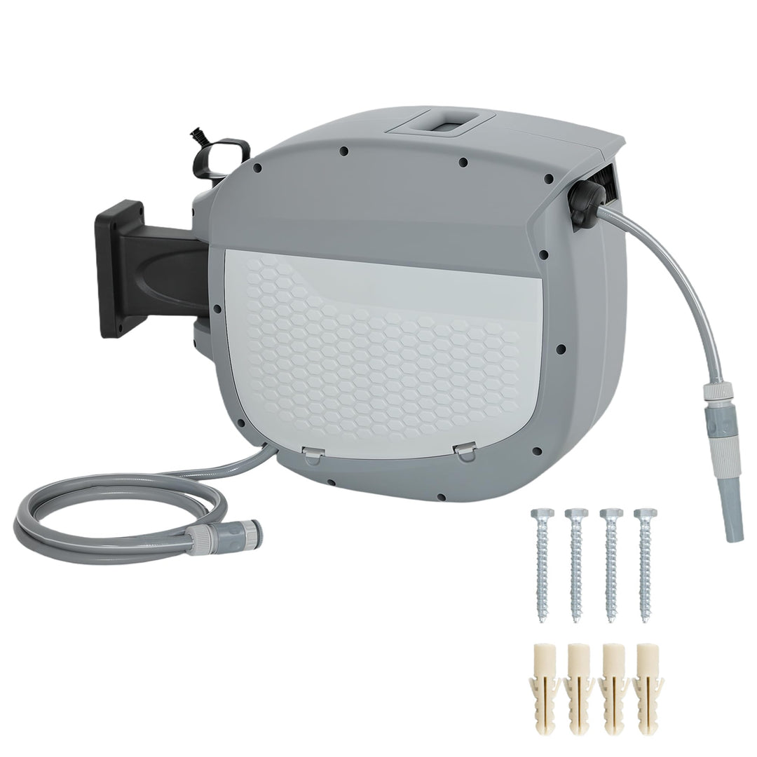 Outsunny Schlauchtrommel mit Gartenschlauch 30 m, 180° schwenkbar Schlauchbox mit automatische Aufro