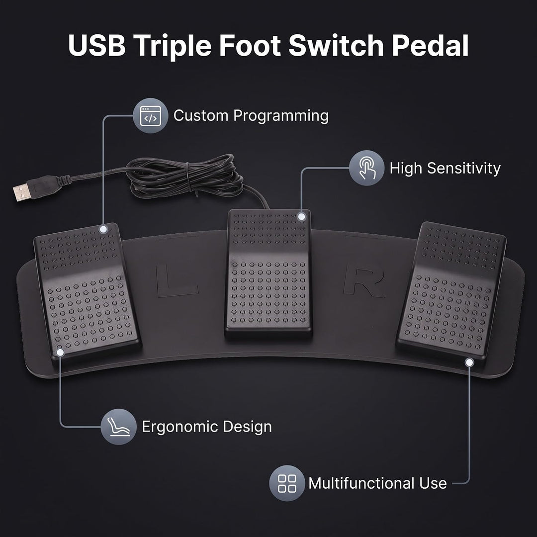 Yosoo Gear USB Dreifach-Fuss Schalter Pedal PC Dreifach-Fuss Schalter Programmier Bares Computer-Fus
