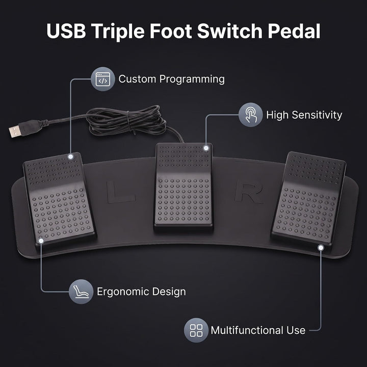 Yosoo Gear USB Dreifach-Fuss Schalter Pedal PC Dreifach-Fuss Schalter Programmier Bares Computer-Fus