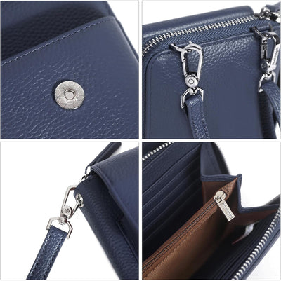 Pearl Angeli Weiches Echtes Leder Handy Umhängetasche - Handytasche Geldbörse Damen RFID Schutz klei