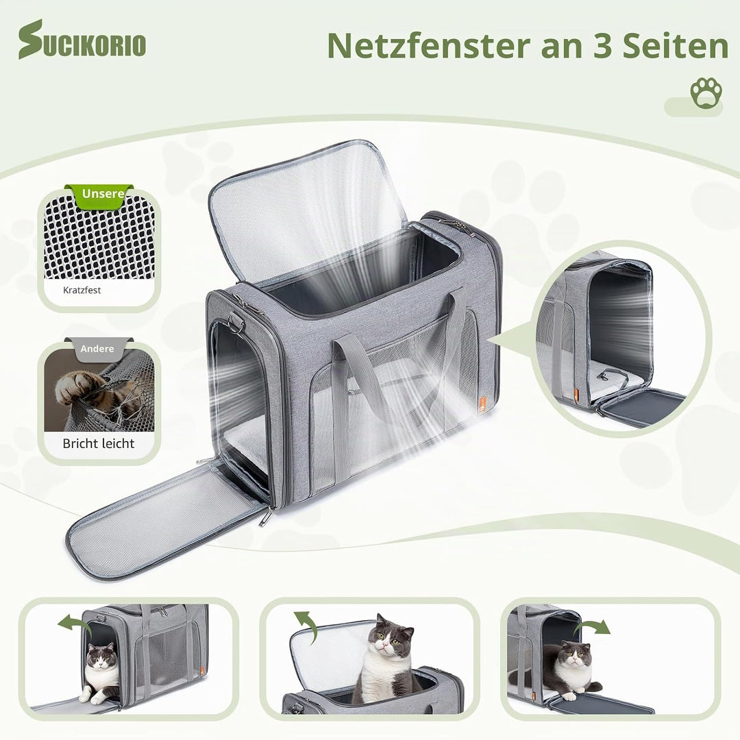 Hundetasche Flugzeug 55x40x23 Eurowings Lufthansa, Faltbare Hundetragetasche mit Faltbar Reisenapf N