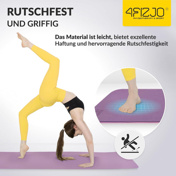 Fitnessmatte mit Tragegurt, Abmessungen 180x60cm, TPE-Kautschuk, Rutschfest, Komfort, In & Outdor, P
