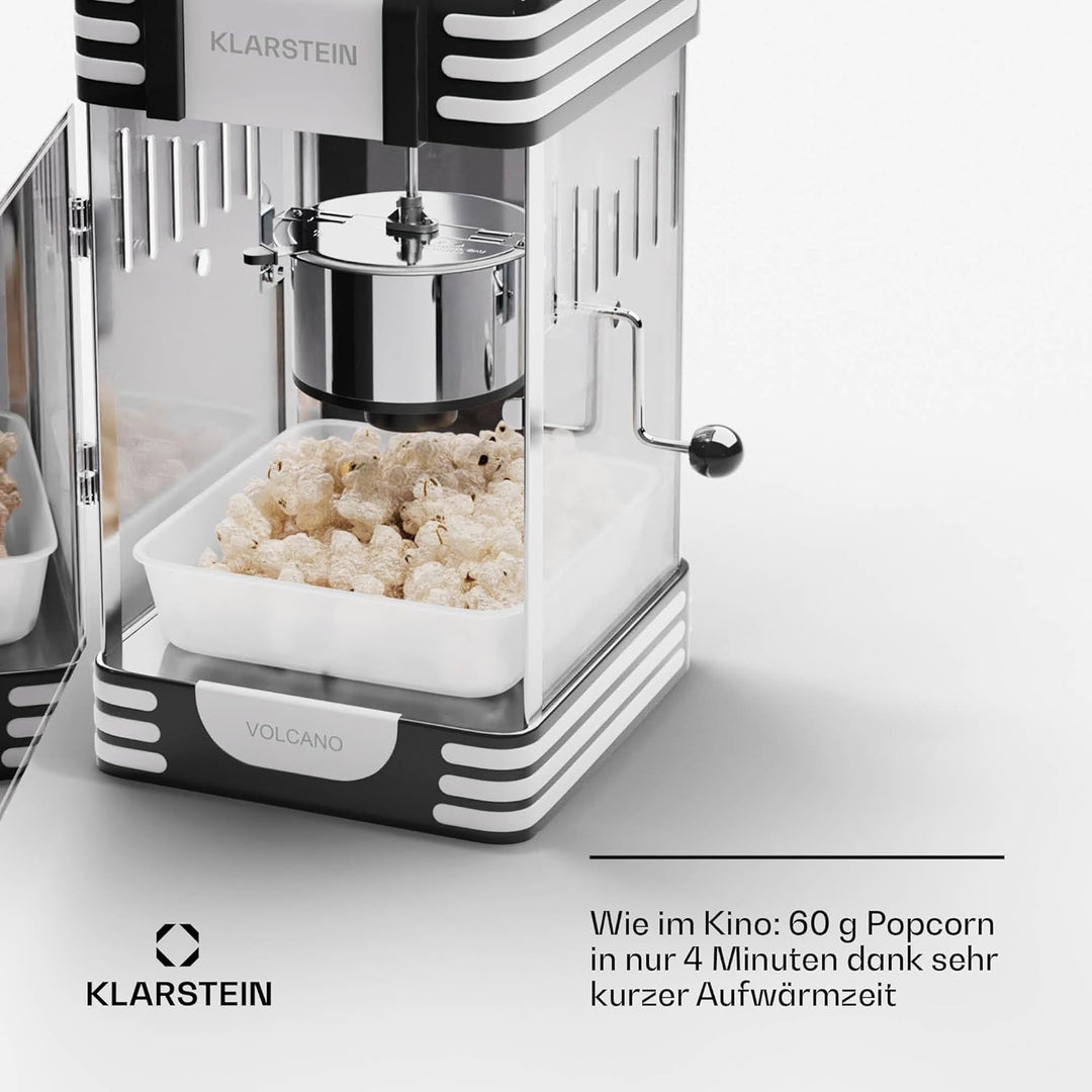 Klarstein Popcornmaschine Klein, Popcornmaschine für Süsses &amp; Salziges Popcorn, 300W Popcorn Maker,