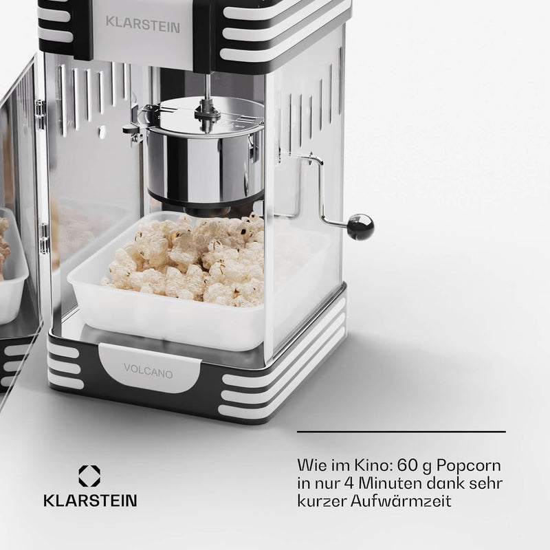 Klarstein Popcornmaschine Klein, Popcornmaschine für Süsses & Salziges Popcorn, 300W Popcorn Maker,