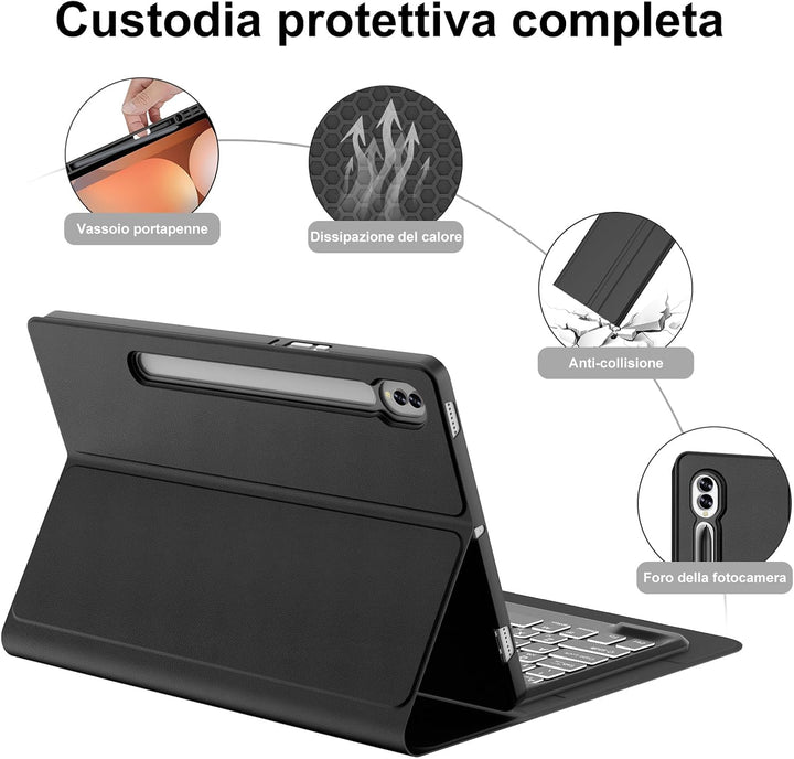 Magnetische Tastatur für Samsung Galaxy Tab S10 Ultra 14,6 Zoll 2024, QWERTY Italienische Tastatur m