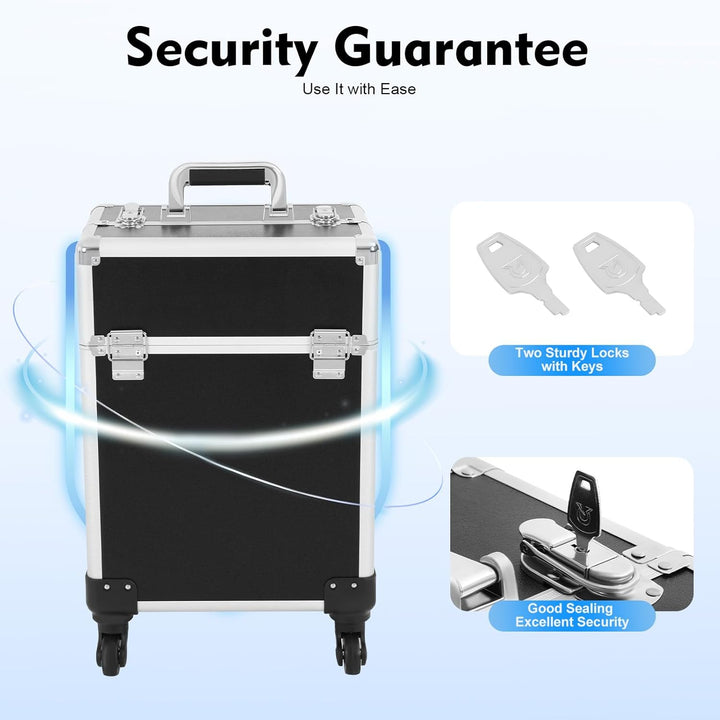 Kosmetik Trolley, 3-in-1 Kosmetikkoffer Gross Beautycase Koffer Trolley mit Schlösser, Friseurkoffer
