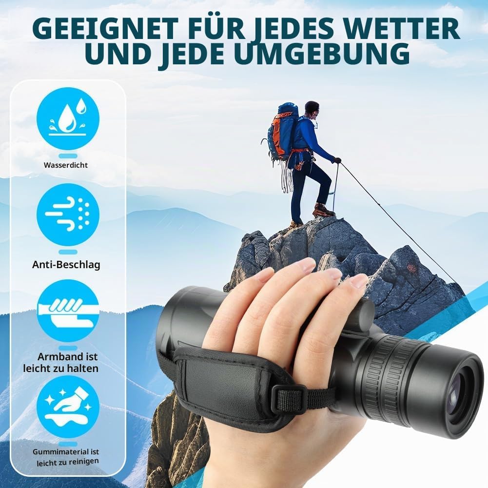 Monokulares Teleskop, 10x30 Zoom Monokular Teleskop für Erwachsene mit BAK4-Prisma, FMC-Objektiv und