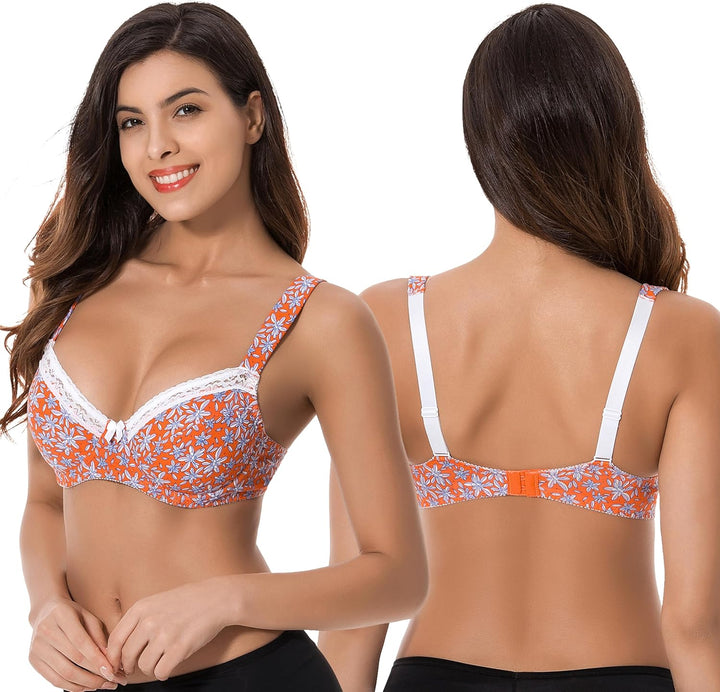 Curve Muse Damen-BH, ungefüttert, Balconette, Baumwolle, Spitze, Übergrösse, 2er- oder 3er-Pack 75E