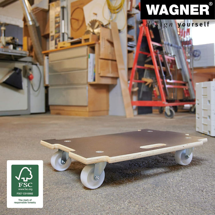 WAGNER Transportroller Transporthilfe I Schichtholz mit Grip 59 x 39 x 11 cm, Tragkraft 250 kg I Möb