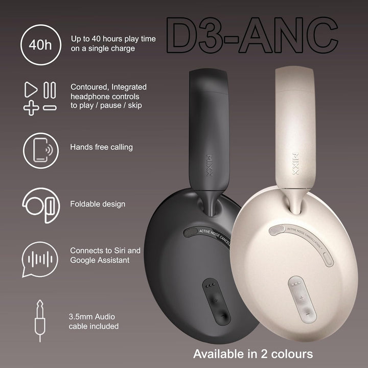 Mixx StreamQ D3 Over Ear ANC Wireless Kopfhörer Schwarz (Sand), sand