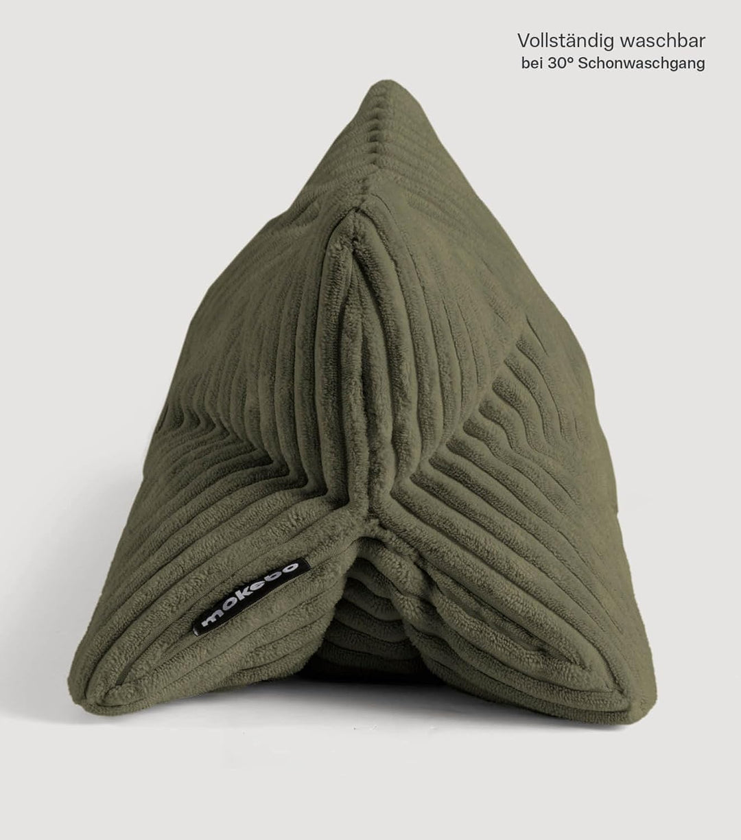 mokebo 'Der Leseknochen' Lesekissen aus weichen Cord-Stoff, ergonomisches Nackenkissen aus gemütlich