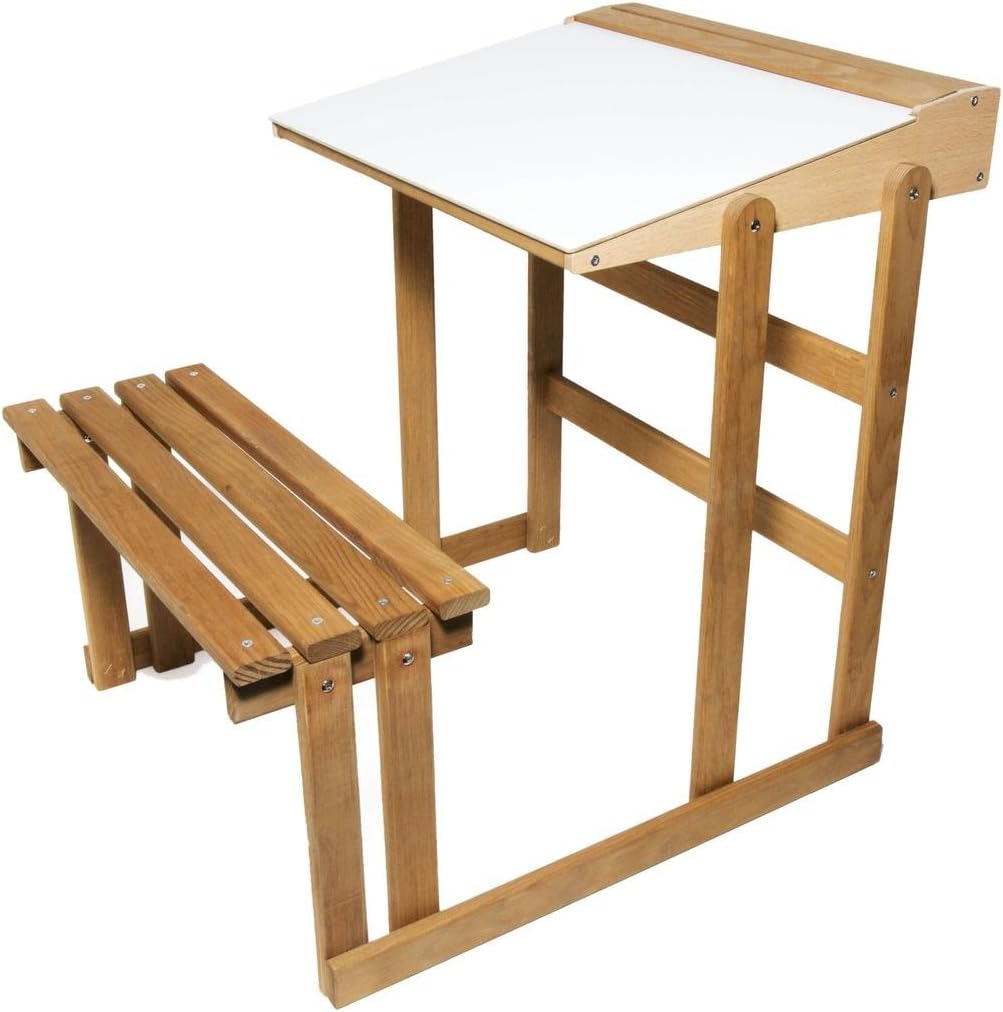 Jeujura Schulschreibtisch aus Eichenholz, Holz, merhfarbig