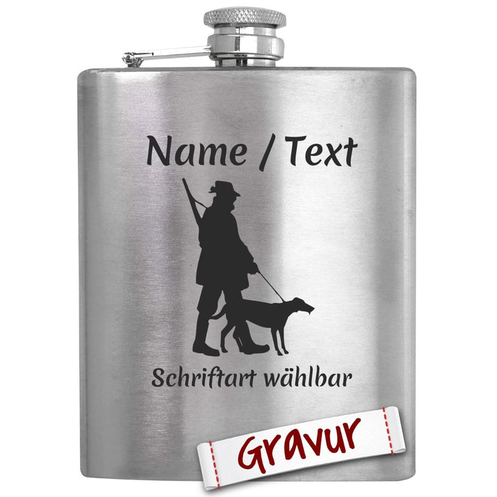 Jäger Geschenk Flachmann mit Gravur/Spruch personalisiert, Jagd Geschenke für Männer/Papa/Opa/Eheman