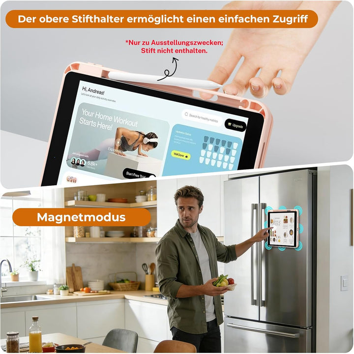 OYEEICE Hülle mit Tastatur für iPad 9/8 /7 Generation 10,2 Zoll, Vergrösserte Anti-Falloff Tastenkap