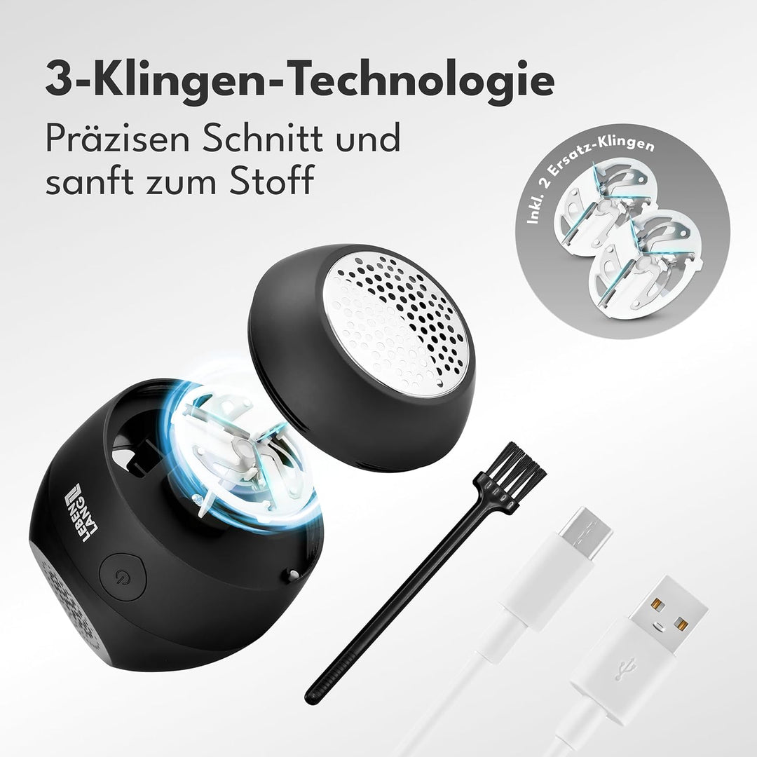 LEBENLANG Mini Fusselrasierer Elektrisch - Inkl. Ersatzklingen & Reinigungspinsel I Entfussler Fluse