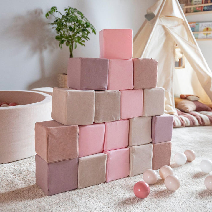 KiddyMoon Schaumstoff Würfel Für Baby Weiche Blöcke 48 Stücke Schaum Spielzeug Montessori-Spielzeug